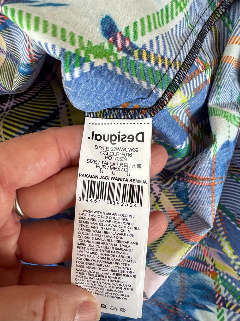 María Escoté Oversize unisex distorted psychedelic Plaid Shirt OS - Picture 7 of 9